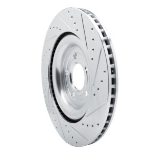 Ford Police Interceptor Utility Brake Rotor (1) - Rear Left - R1 Concepts - Drilled & Slotted - Silver - `20-`25